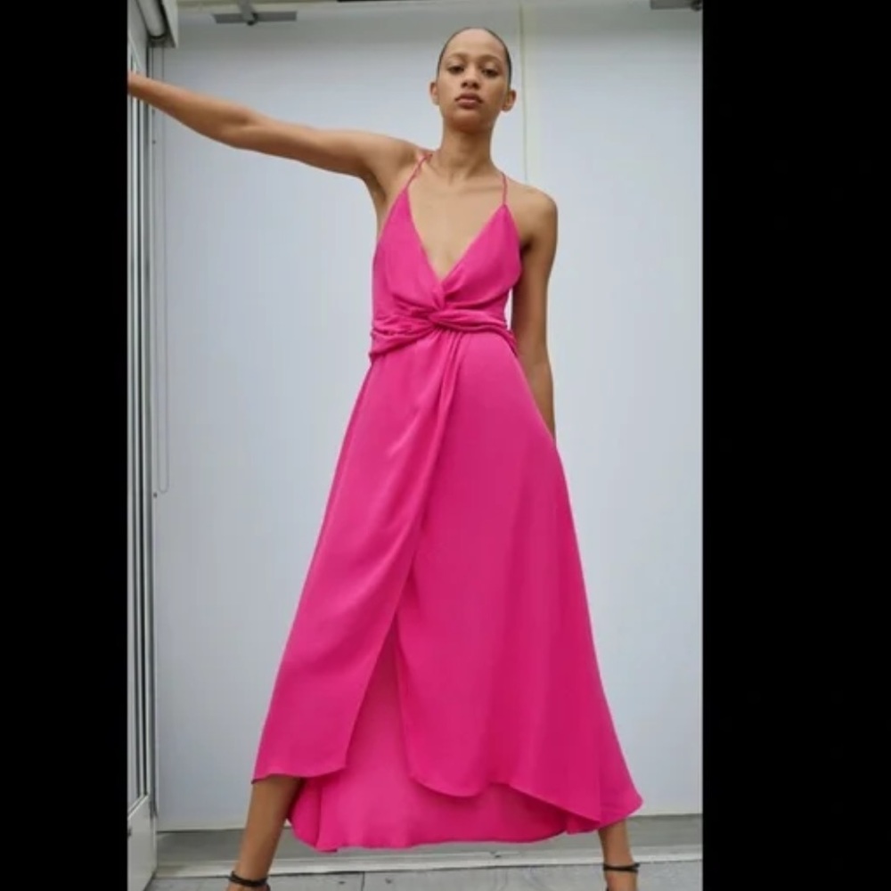 Zara Fuschia Pink Midi Dress